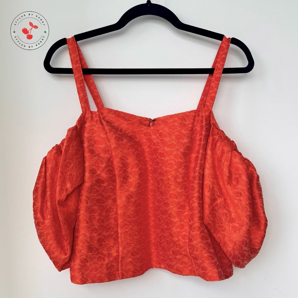 Rosie Assoulin Ra Ra Cold Shoulder Top in Orange